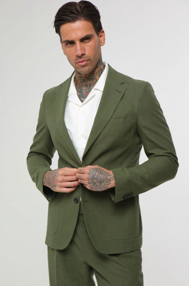 Elevate your style with our Green Linen Blazer, a must-have for Prom, weddings, and race day!