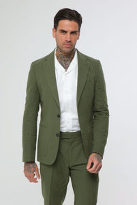 DECORATE Cotton Linen Blend Blazer in Green