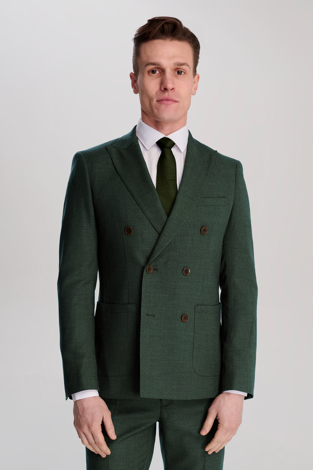 Mens Double Breast Suit Green - Sateen Shiny Fabric Metallic Fabric - Sharskin