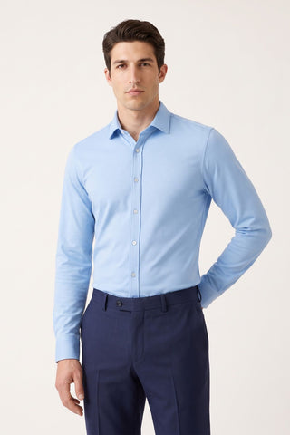 Harry Brown Pique Shirt in Light Blue