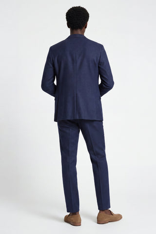 Eton Wool Tweed Three Piece Slim Fit Suit in Navy