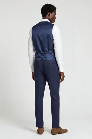 Eton Wool Tweed Three Piece Slim Fit Suit in Navy