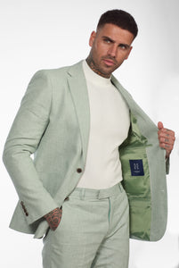 Lukus Two Piece Linen Suit in Light Green