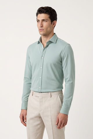 Harry Brown Pique Shirt in Light Green