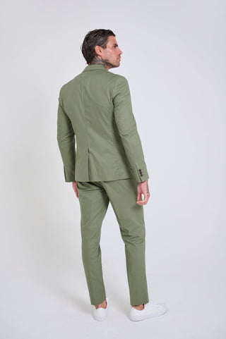 Harry Slim Fit Paper Touch Cotton Single Breasted Suit Blazer in Green