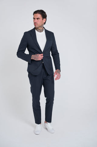 Harry Slim Fit Paper Touch Cotton Single Breasted Suit Blazer in Navy