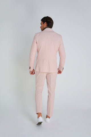 Chris Slim Fit Linen Cotton Blend Single Breasted Suit Blazer in Pink