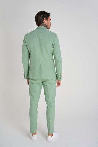 Chris Slim Fit Linen Cotton Blend Single Breasted Suit Blazer in Pastel Green