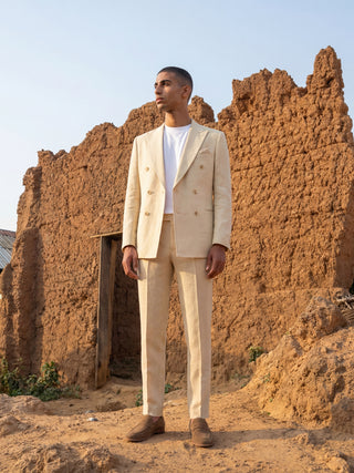 Giacomo Slim Fit Double Breasted Suit Jacket in Butternut