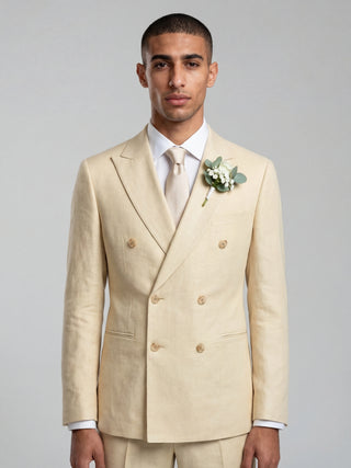 Giacomo Slim Fit Double Breasted Suit Jacket in Butternut