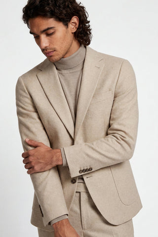 Adam Wool Tweed Suit Jacket in Ecru