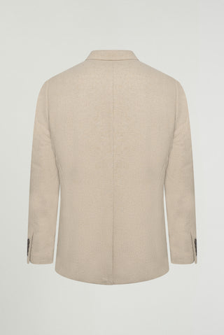 Adam Wool Tweed Two Piece Suit in Ecru