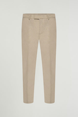 Adam Wool Tweed Two Piece Suit in Ecru