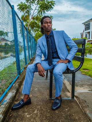 Alex Harry Brown Suit Trousers in Light Blue