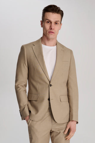 Archie Melange Slim Fit Suit Jacket in Beige