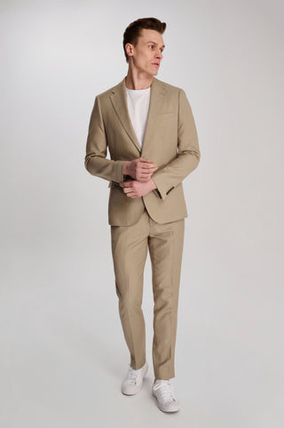 Archie Melange Slim Fit Suit Jacket in Beige