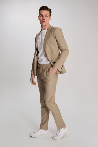 Archie Melange Slim Fit Suit Jacket in Beige