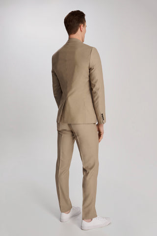 Archie Melange Slim Fit Suit Jacket in Beige