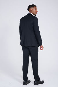Charlie Three Piece Slim Fit Suit in Black