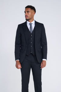 Charlie Three Piece Slim Fit Suit in Black