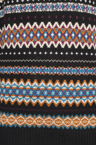 Barnaby Knitted Crew Neck Black Patterned Jumper