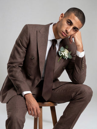 'PRE-ORDER ONLY' Giacomo Slim Fit Double Breasted Suit Jacket in Brown