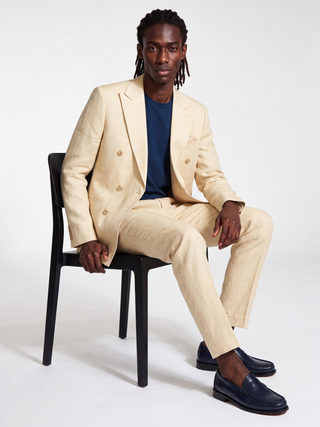 Giacomo Slim Fit Double Breasted Suit Jacket in Butternut