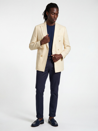 Giacomo Slim Fit Double Breasted Suit Jacket in Butternut