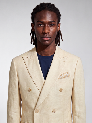Giacomo Slim Fit Double Breasted Suit Jacket in Butternut