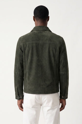 Leon Suede Shacket in Dark Olive