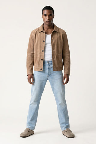 Theo Suede Shacket in Camel