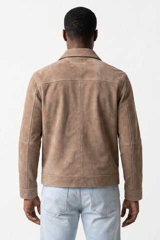 Theo Suede Shacket in Camel