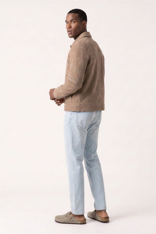 Theo Suede Shacket in Camel