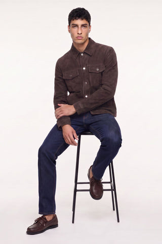 Santino Suede Trucker Jacket in  Brown