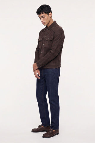 Santino Suede Trucker Jacket in  Brown