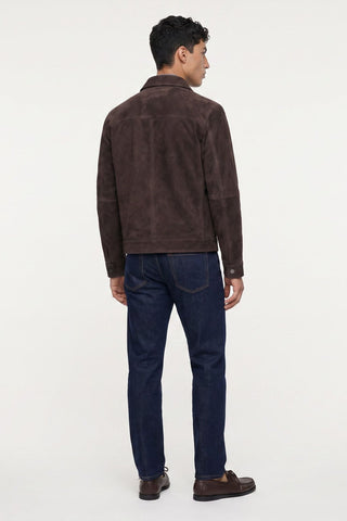 Santino Suede Trucker Jacket in  Brown