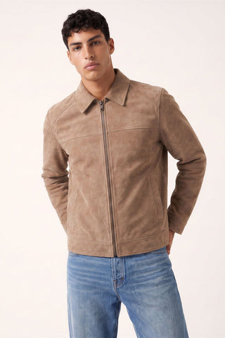 Remo Suede Harrington Jacket in Camel