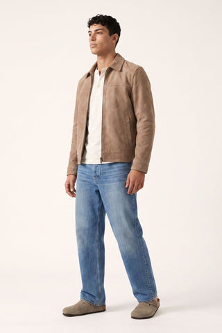Remo Suede Harrington Jacket in Camel