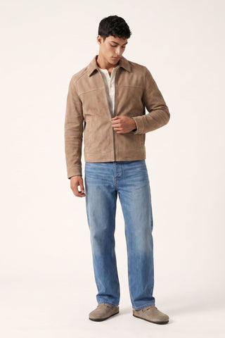 Remo Suede Harrington Jacket in Camel