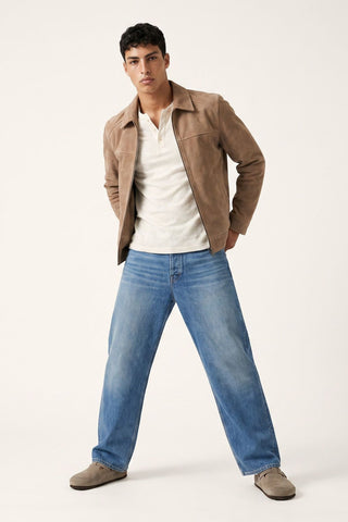Remo Suede Harrington Jacket in Camel