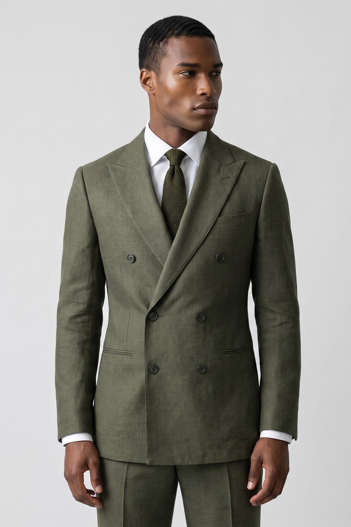 Giacomo Slim Fit Double Breasted Suit Jacket in Dark Green