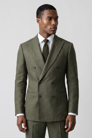 Giacomo Slim Fit Double Breasted Suit Jacket in Dark Green