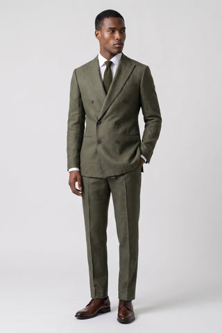 Giacomo Slim Fit Double Breasted Suit Jacket in Dark Green