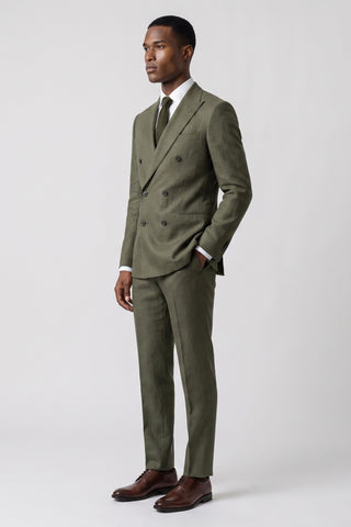 Giacomo Slim Fit Double Breasted Suit Jacket in Dark Green