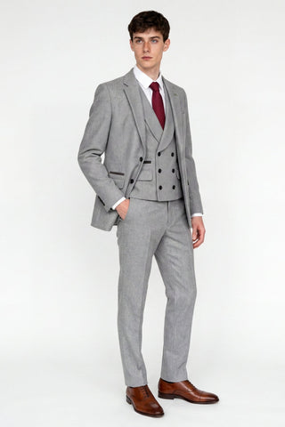 Eton Wool Tweed Suit Trousers in Grey
