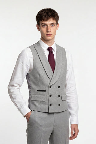 Eton Wool Tweed Suit Waistcoat in Grey