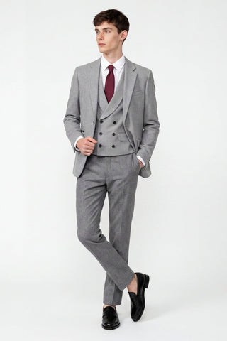 Eton Wool Tweed Suit Waistcoat in Grey
