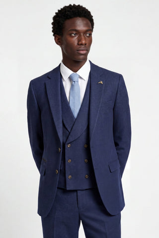 Eton Wool Tweed Suit Jacket in Navy