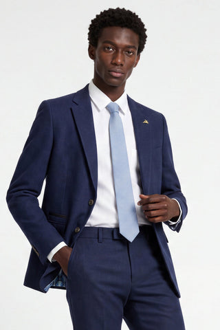 Eton Wool Tweed Suit Jacket in Navy