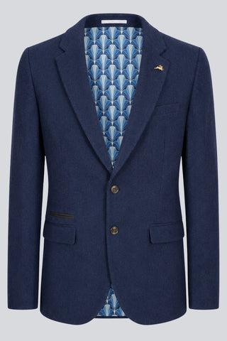 Eton Wool Tweed Suit Jacket in Navy